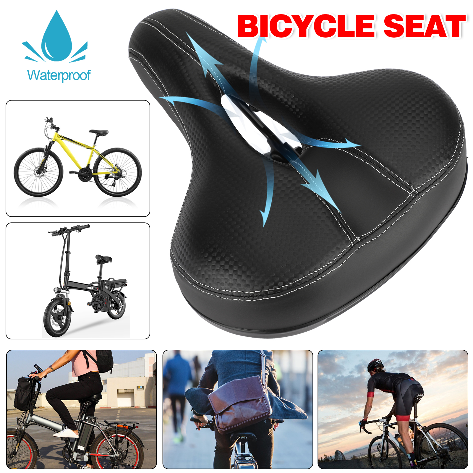 Soft Seat Padded Bicycle Saddle with Nice Cushion Comfortable Shock-Absorption
